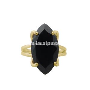 Classically Styled <b>Black</b> <b>Onyx</b> Gemstone <b>Ring</b> with Gold Vermeil for Weddings Parties or Anniversaries - Product Image 1