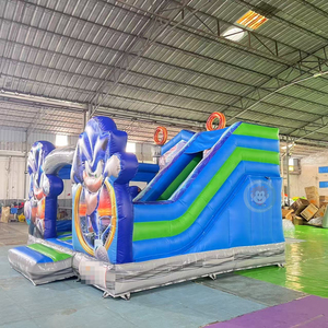 Castello Gonfiabile con Scivolo d'Acqua <span class=keywords><strong>Blu</strong></span>, Casa Gonfiabile Sonic per Feste e Noleggio, Combo Castello Saltarello per Bambini - Product Image 3