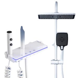 Ensemble combiné <span class=keywords><strong>de</strong></span> <span class=keywords><strong>douche</strong></span> pluie à touches <span class=keywords><strong>de</strong></span> piano avec lumières <span class=keywords><strong>d</strong></span>'ambiance à LED Système <span class=keywords><strong>de</strong></span> <span class=keywords><strong>douche</strong></span> <span class=keywords><strong>thermostatique</strong></span> blanc - Product Image 2