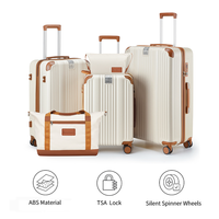 Ensemble de 5 valises rigides en PC durables, 20/24/28 pouces, grande capacité, extensibles, avec serrure TSA, roues silencieuses, poignée télescopique en alliage