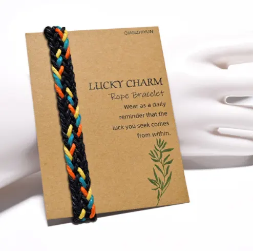 Kartonnen Verpakking Lucky Charm Hennep Katoenen Touw Armbanden Veelkleurige String Geweven Vriendschap Armbanden Geschenken Verstelbare