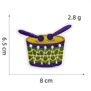 Factory Sell Mardi Gras Festival Theme Iron on Embroidery Funny Mask Drum Top Hat Patch for Decoration - Product Image 4
