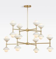 Lustre modulaire personnalisé Greenwich, élégant et en laiton, fabriqué en albâtre, pour éclairer les salons et les salles à manger.