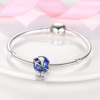 MULA En gros Pendentif globe classique en forme de valise, en argent, avec zircon et perles charmantes, pour enfants, mariages et fêtes