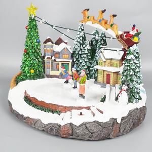 En gros saisonnier vacances décor renne traîneau scène Led illuminé Musical maisons de village de Noël avec 8 chansons de Noël - Product Image 3