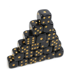 Dés d'obsidienne noirs de 16mm avec points dorés, figurine en mélamine d6 6 dés latéraux 5g par pièce pour jeu de table de casino - Product Image 6
