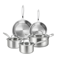 Ensemble de casseroles et poêles de cuisine en acier inoxydable à induction, non toxiques, de haute qualité, en acier inoxydable 304 à trois couches