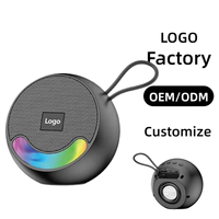 Altavoz Bluetooth Portátil Redondo ABS-1217 Personalizado de Fábrica, con Luces LED RGB, Correa, Sonido Estéreo con Bajos Profundos, Logotipo Personalizado OEM ODM, para Fiestas y Uso en Exteriores