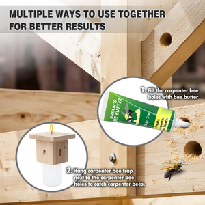 Trampa para abejas carpinteras de <span class=keywords><strong>madera</strong></span> de abeto natural, no tóxica, reutilizable, para control de plagas de jardín, para colgar en exteriores. - Product Image 5