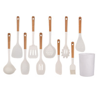 Manjia personnalisé Logo haute qualité antiadhésif blanc Silicone cuisine ustensiles de cuisine outils résistant à la chaleur spatule cuillère ensemble
