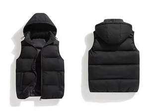 Elegante <span class=keywords><strong>Chaleco</strong></span> de Invierno para <span class=keywords><strong>mujer</strong></span>, <span class=keywords><strong>chaleco</strong></span> acolchado cálido con capucha desmontable y cierre de cremallera, ropa de abrigo a prueba de viento a la moda con bolsillo - Product Image 2