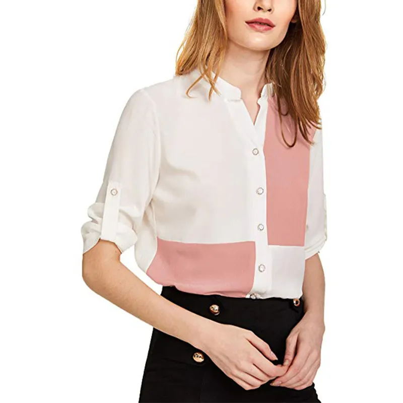 2019 kadın şifon bluz yumuşak ve rahat gömlek uzun kollu yüksek kaliteli bluz elmas ofis bayan iş elbisesi resmi