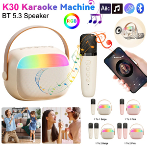 Máquina de Karaoke RGB Light 5,3 System 2 Micrófono inalámbrico Audio de tres vías Micrófono Altavoz Hogar Familia Cantando Regalo para niños - Product Image 3