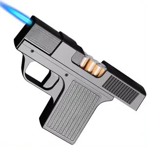 Gun Lighter Case New Cigarette Case Lighter 2 In 1 Torch Blue Flame Gun Lighter Cigarette Case For Cigarettes