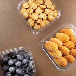 48oz Clamshell Design Clear Two-Piece Container Caja de embalaje a prueba de manipulaciones Reciclable para Cupcakes Muffins Pan Industrial - Product Image 6