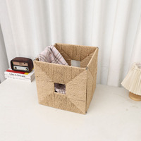 Panier de rangement multifonctionnel rectangulaire pliable en jonc de mer tressé, artisanal, écologique et minimaliste pour la maison