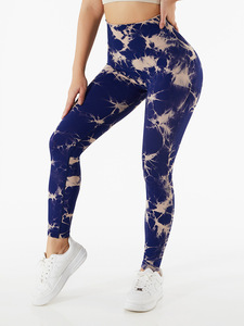 Mujeres Niñas High Rise Control <span class=keywords><strong>de</strong></span> barriga Fitness Seamless Marble Tie Dye Scrunch Back Yoga Leggings - Product Image 6