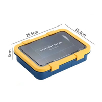 Boîte à lunch bento 1500 ml, portable, pour enfants, étudiants, bureau, avec cuillère et fourchette, anti-fuite, durable, écologique, en plastique alimentaire, carton