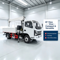 Grue hydraulique montée sur camion Dongfeng 4x2 6 tonnes à flèche droite avec pompe, hauteur de levage 13m, pour travaux de construction et levage urbain