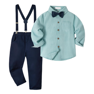 Completo da Cerimonia per Bambino - Stile Coreano Autunno/Inverno - Camicia a Maniche Lunghe con Papillon - <span class=keywords><strong>Set</strong></span> 2 Pezzi per Matrimonio - Product Image 1