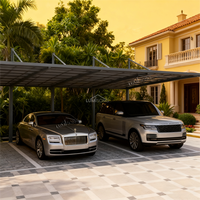 Abri de voiture extérieur moderne de luxe en alliage d'aluminium, cadre thermolaqué, imperméable et durable, pour 2 véhicules