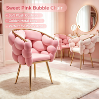 Fauteuil d'appoint luxueux en velours doux, design bulle nuage, avec pieds en acier doré