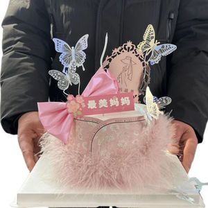 Honey And Sweetness Mother's Day Cake Decoration Acrylic <b>Mirror</b> Heart Ornament Cake Plugin For Party Decor - Product Image 3