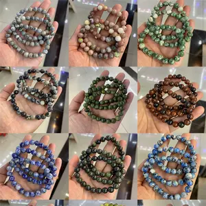 Nuovi arrivi 8mm gioielli di moda perline di pietra naturale mix braccialetto elastico di cristallo di quarzo per regalo