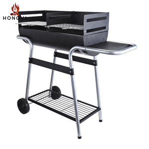 Barbecue au charbon de bois Hongyi, grand modèle, 130x52x110cm, avec chariot, coupe-vent, pour extérieur, maison, patio, pique-nique - Product Image 1