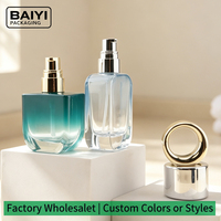 Botol Kaca Persegi untuk Kecantikan & Makeup - Tutup Cincin Berongga Kapasitas 30ml Botol Foundation/Essence/Isolasi Dicetak Sablon