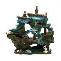 Décoration d'aquarium en résine, navire pirate échancré, bateau à voile artificiel, ornement pour aquarium, aménagement paysager aquatique