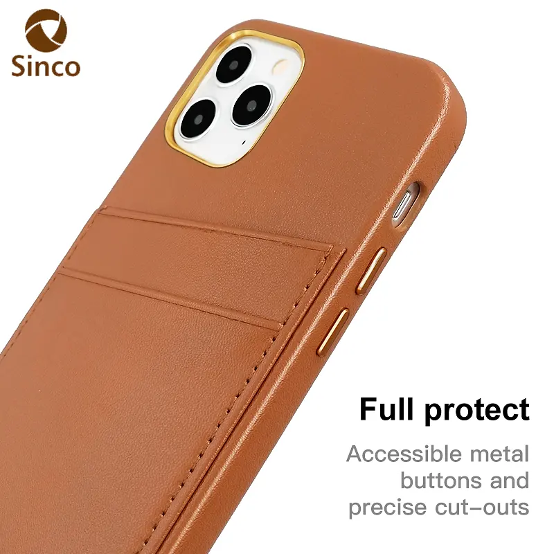 360 Full Cover Vegan Phone Leather Case Camera Protection With Card Holder For Iphone 11 Pro