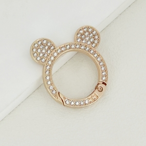 Porte-clés tendance en alliage de zinc avec strass et boucle en O plaquée or mignonne - Product Image 4