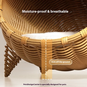 Однотонная летняя палатка из дышащего ротанга для кошек и собак с закрытым питомником - Product Image 3