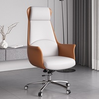 Chaise de bureau ergonomique en cuir véritable Boss, design minimaliste, confortable pour une utilisation prolongée, réglable en hauteur, inclinable et pivotante