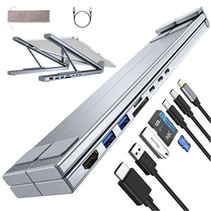 Aluminum Alloy Adjustable Height <strong>Tablet</strong> PC <strong>Stand</strong> with 8 Ports USB-C Hub iPad Compatible - Product Image 2