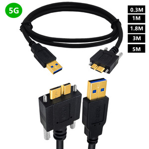 <b>Usb</b> 3.0 Am To <b>Micro</b> <b>B</b> Data Cable With Screw Lock For Camera 0.3M 1M 1.8M 3M 5M - Product Image 1