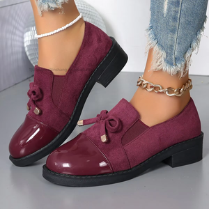 British Style Slip-on Low Ankle Flats Women's Autumn Women's Plus Size Bows Thick <b>Heel</b> 43 - Product Image 1