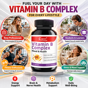 Suplemento de Complejo Vitamínico B de Fábrica GMP, Vitaminas B6 B12, Vitamina C, Energía y Apoyo Inmunológico, 60 Cápsulas de Complejo Vitamínico B - Product Image 2