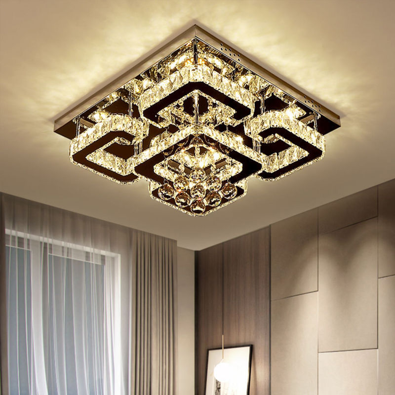 Zeal Lighting Luxury Crystal Ball Chandelier LED Living Room Lustre Modern square Ceiling Lamps for the Hotel