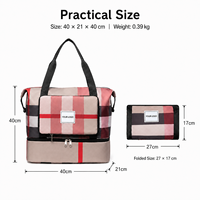 Sac de voyage pliable à carreaux avec logo personnalisé, grand sac de sport imperméable pour la gym, le week-end ou la nuit, avec compartiment à chaussures, vente en gros OEM