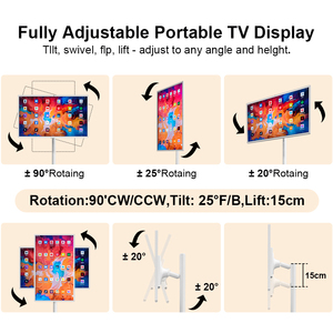 Televisor Inteligente LED LCD Blanco de <span class=keywords><strong>32</strong></span> Pulgadas con Ruedas, Batería Recargable, Pantalla Táctil, Televisor Portátil con Ruedas - Product Image 2