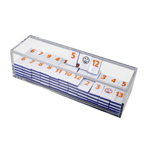Modern <strong>Rummikub</strong> <strong>Playing</strong> Tiles 2-4 Players Bespoke Rummy Joker Set Blue White Block Number Acrylic Game - Product Image 1