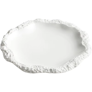 Nouveauté Assiette en porcelaine blanche pour restaurant, élégante et luxueuse, à grain de pierre, vaisselle en céramique durable pour les mariages modernes - Product Image 4