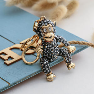 Porte-clés Gorille 3D en Alliage Incrusté de Diamants, Pendentif Clé de Voiture Fantaisie, Breloque de Sac Ludique - Product Image 5