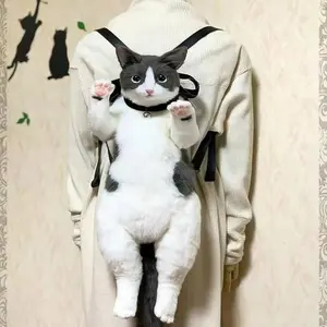 2022 özel tasarım kendi gerçekçi kedi sırt çantası 3D dolması peluş oyuncaklar