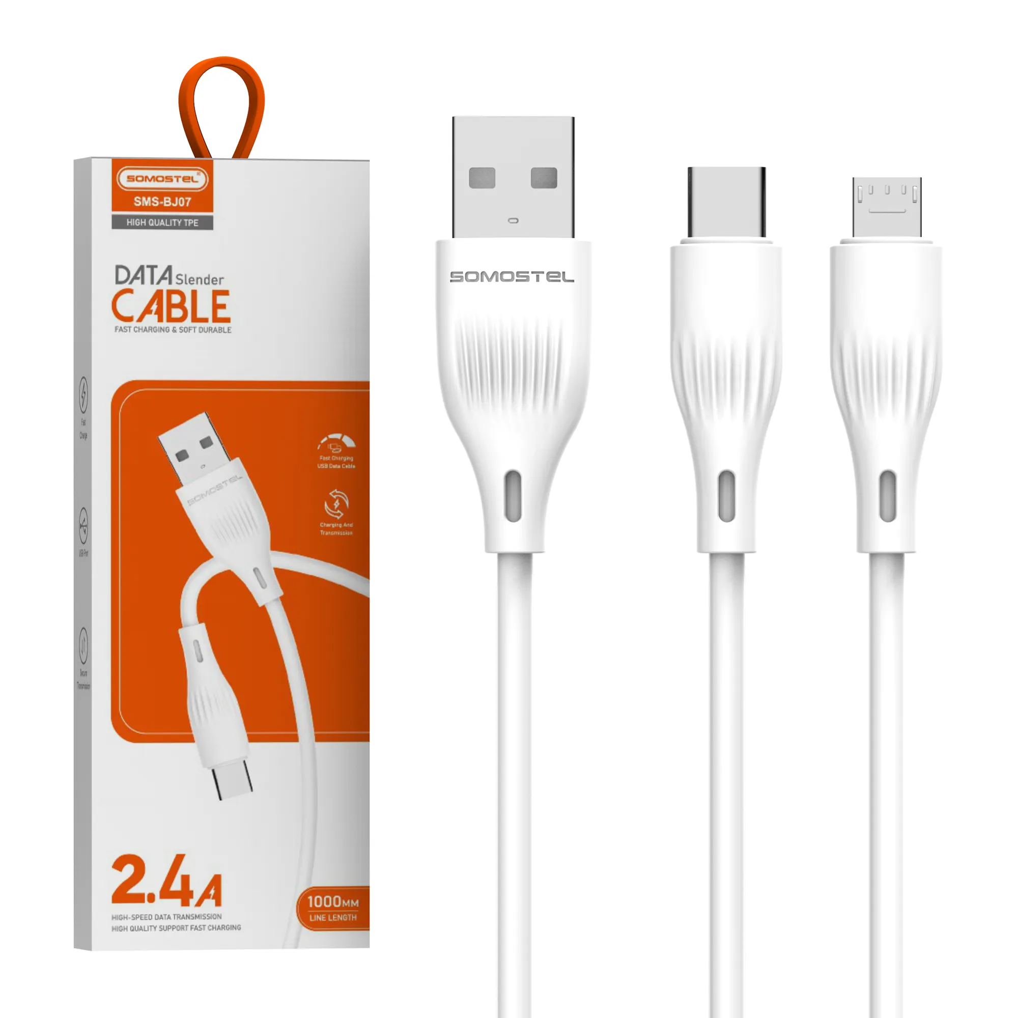 SOMOSTEL prix usine câbles para celular Pour Iphone Type-c 2.4a charge rapide téléphone usb câble de données tipo c cabos de dados