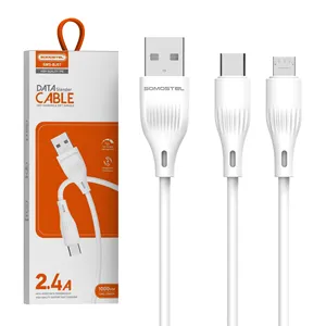 SOMOSTEL Preço de fábrica cabos para celular para iphone Tipo-c 2.4a cabo de dados usb de carregamento rápido tipo C cabos de dados