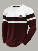 T-shirt à manches longues pour homme, imprimé 3D, 100% polyester, respirant, séchage rapide, design sportif décontracté, motif géométrique, coupe régulière, col en V