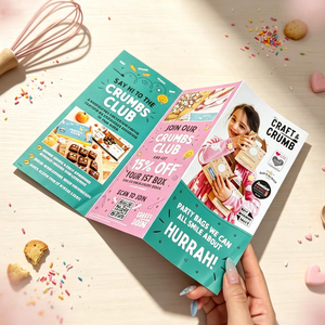 โบรชัวร์พับสามตอนแบบเคลือบพิมพ์ลายตามสั่ง ใบปลิวพับได้สำหรับโปรโมทสินค้าอาหาร แนะนำผลิตภัณฑ์แบรนด์อาหาร - Product Image 5